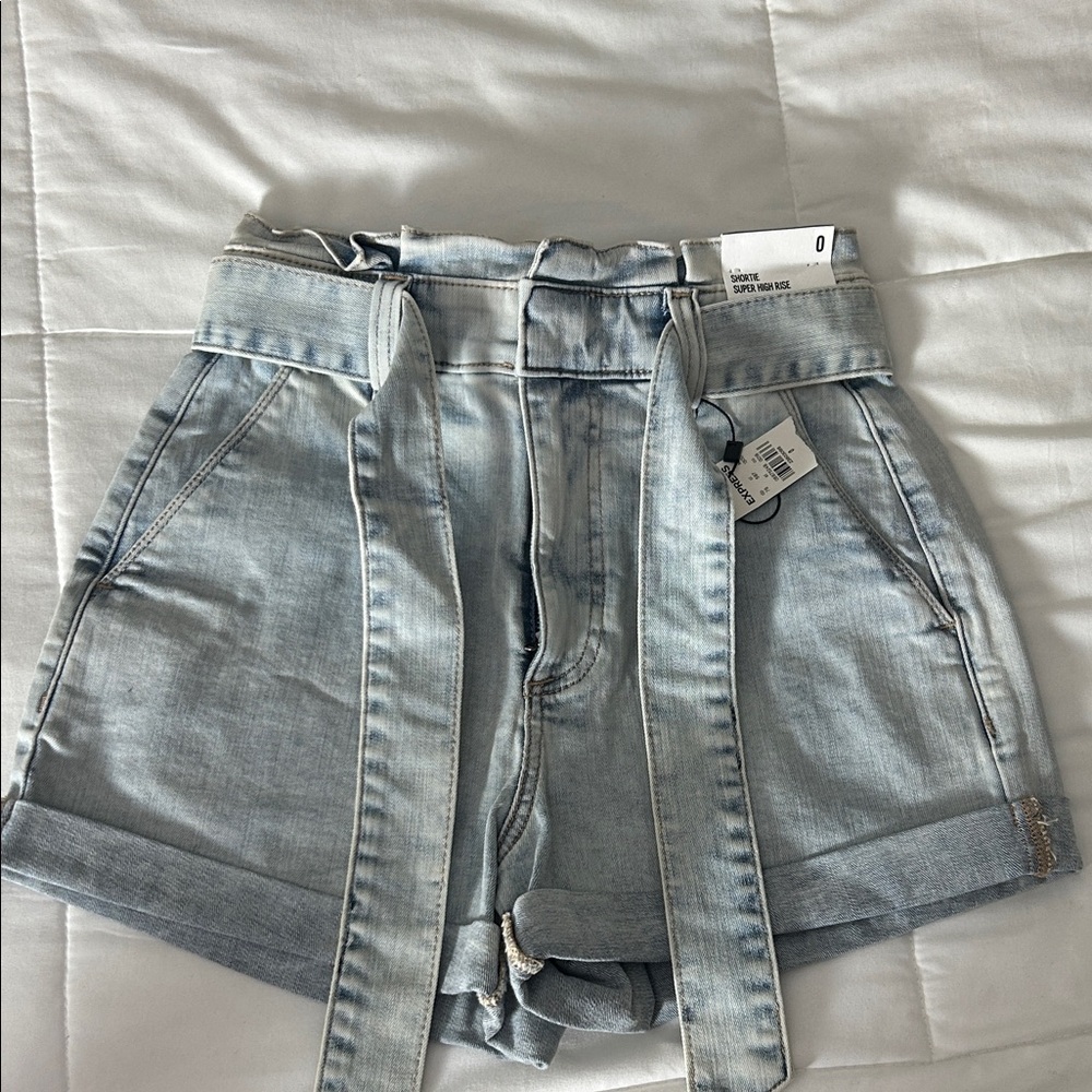 Express High Waist Light Blue Denim Shorts
